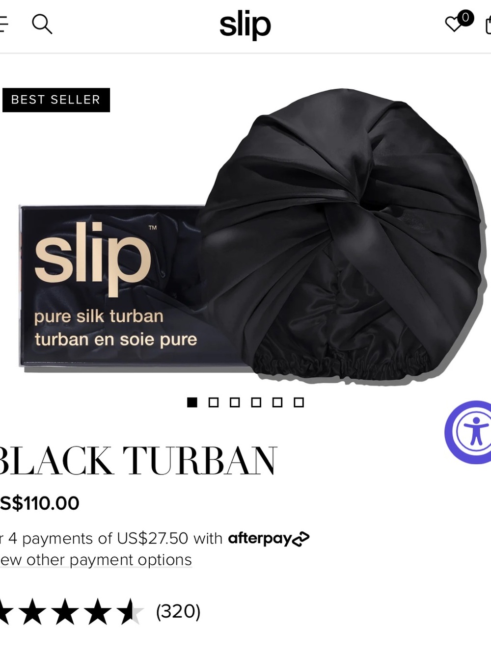 slip Black Pure Silk Knotted Turban Bonnet